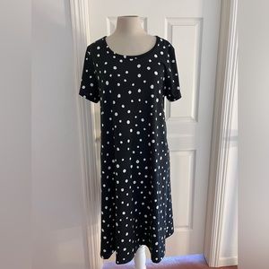 Lularoe Jessie Dress Black & White Polka Dots Women's Size Large